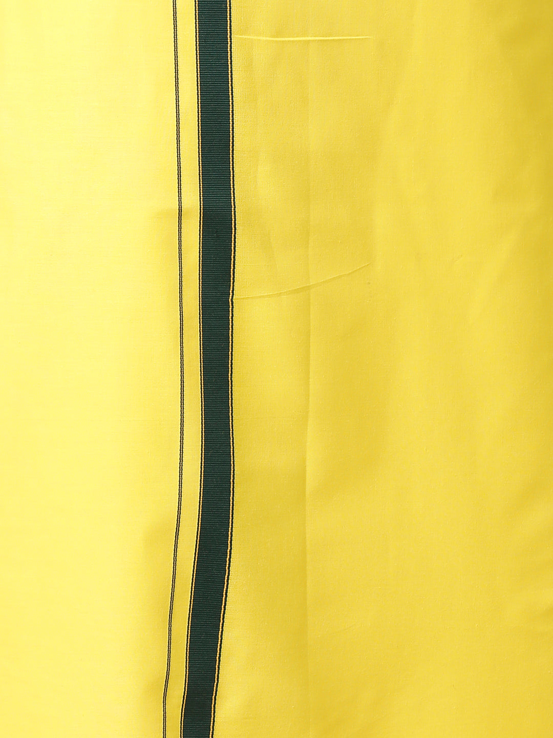 Men 100% Cotton Single Layer Yellow Dhoti with Mayilkhan Border Brindhavan
