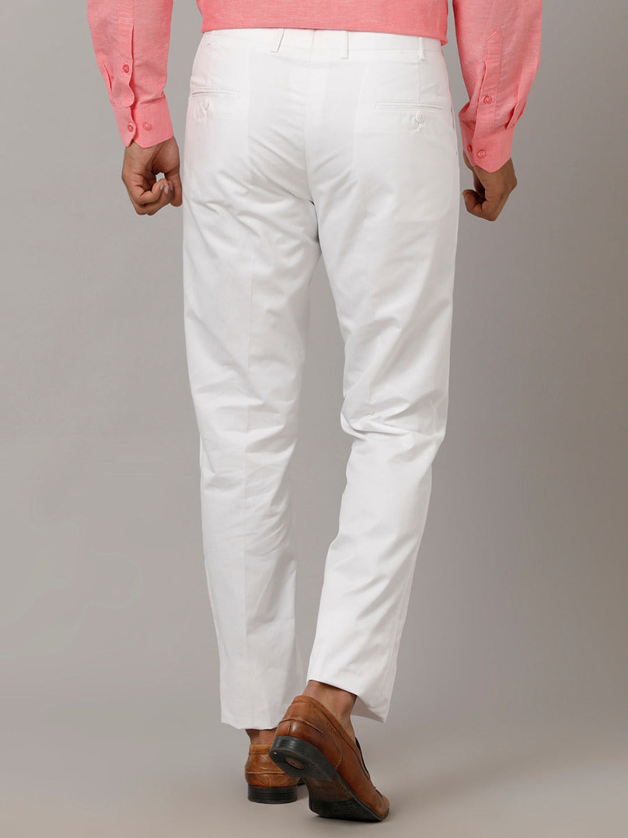 Mens Premium Cotton White Pant-Back view