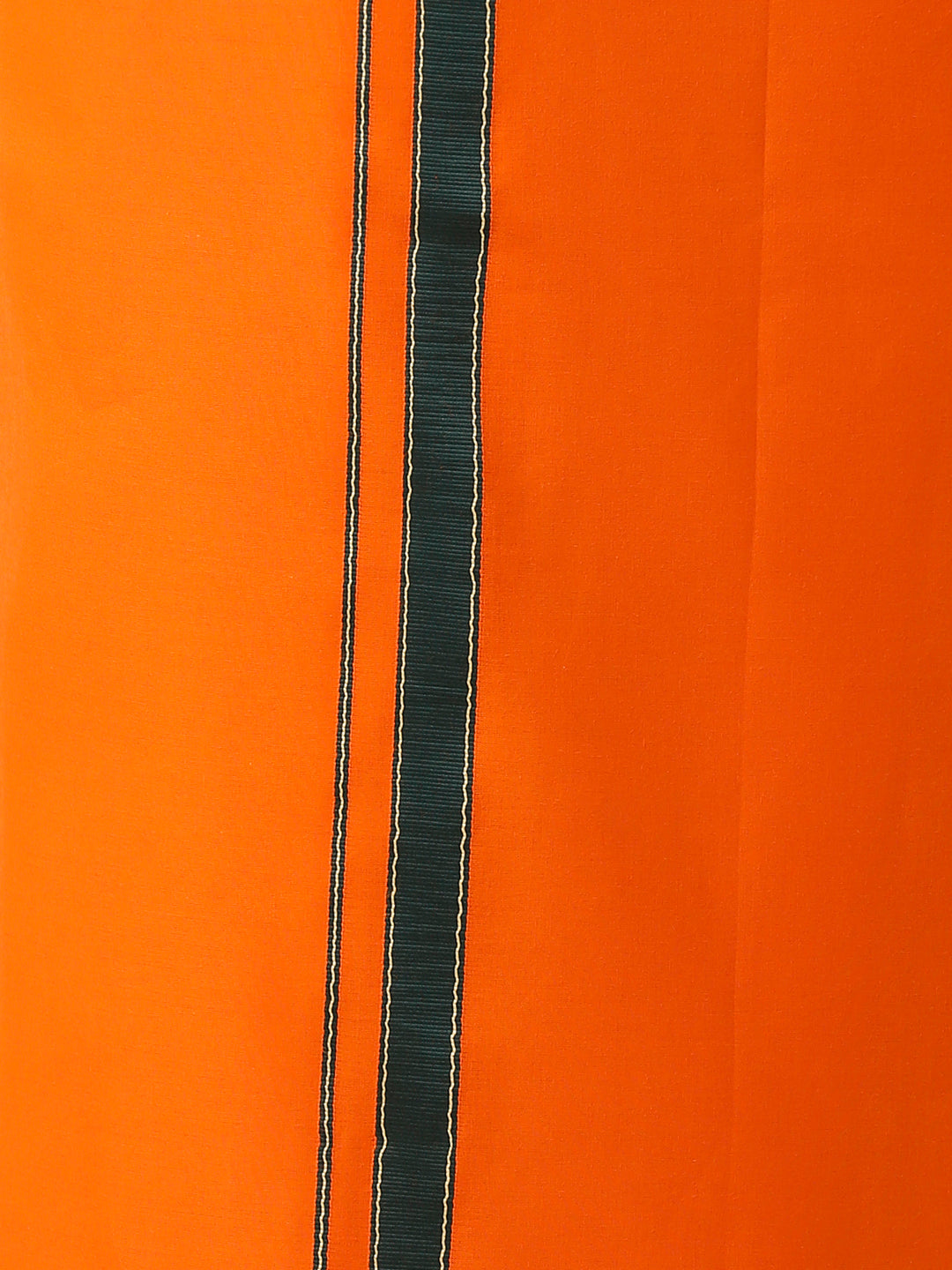 Men 100% Cotton Single Layer Orange Dhoti with Mayilkhan Border Brindhavan