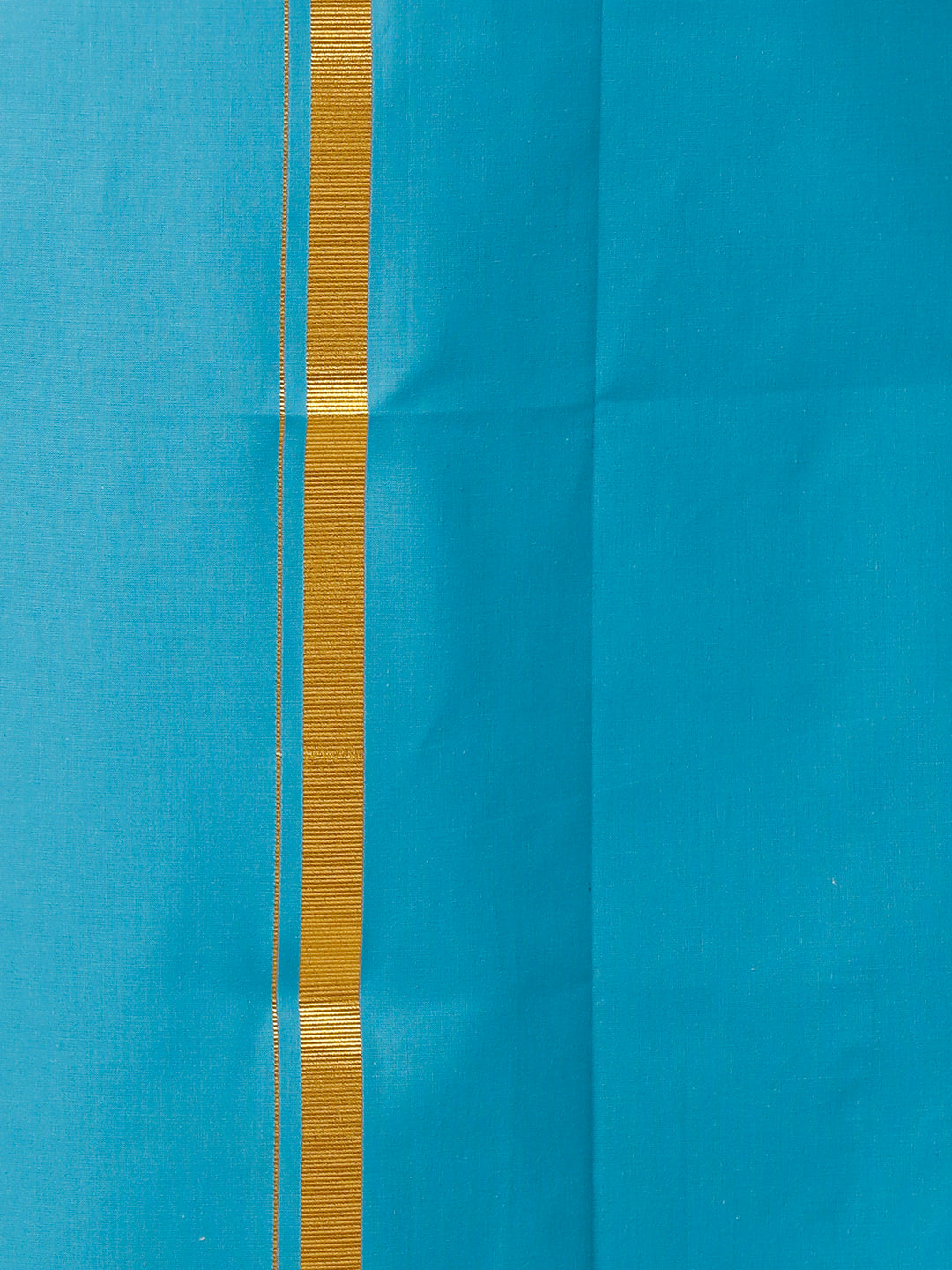Men Cotton Blend Single Layer Blue Dhoti with Gold Jari Border Cosmic 8