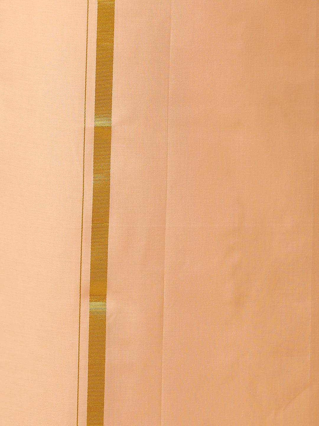 Men Cotton Blend Single Layer Peach Dhoti with Gold Jari Border Cosmic 6