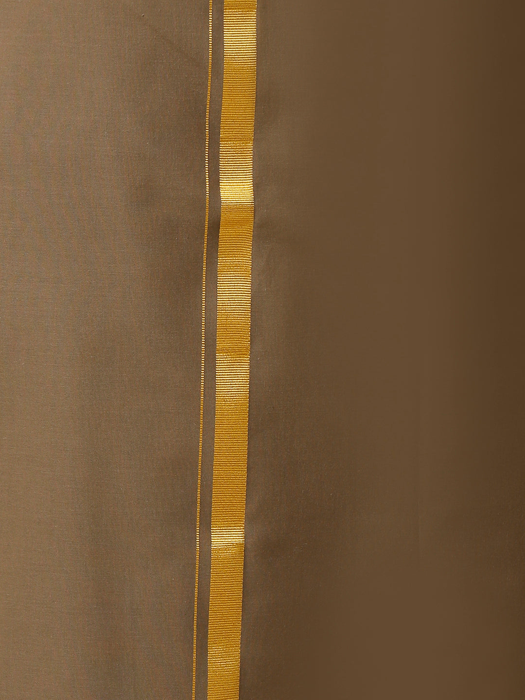 Men Cotton Blend Single Layer Brown Dhoti with Gold Jari Border Cosmic 12