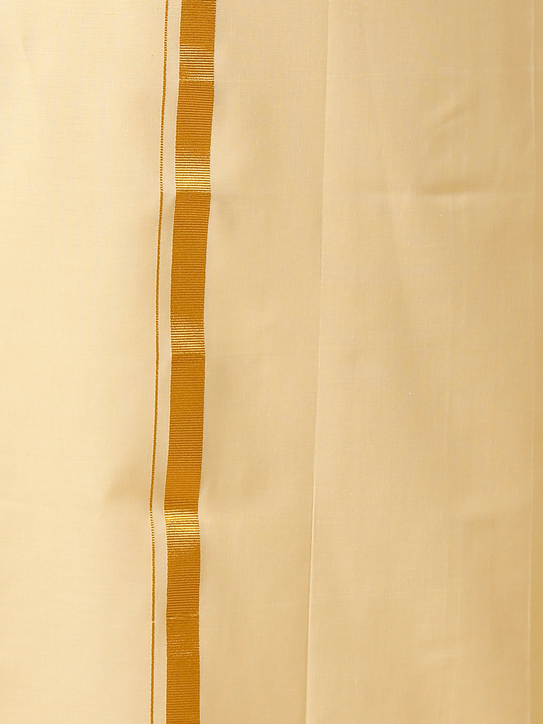 Men Cotton Blend Single Layer Sandal Dhoti with Gold Jari Border Cosmic 7
