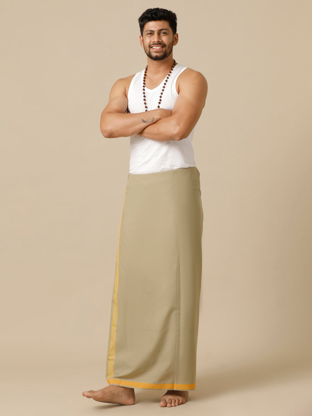 Mens Olive with Fancy Border Dhoti Mystyle Colour 15 (OLGY)