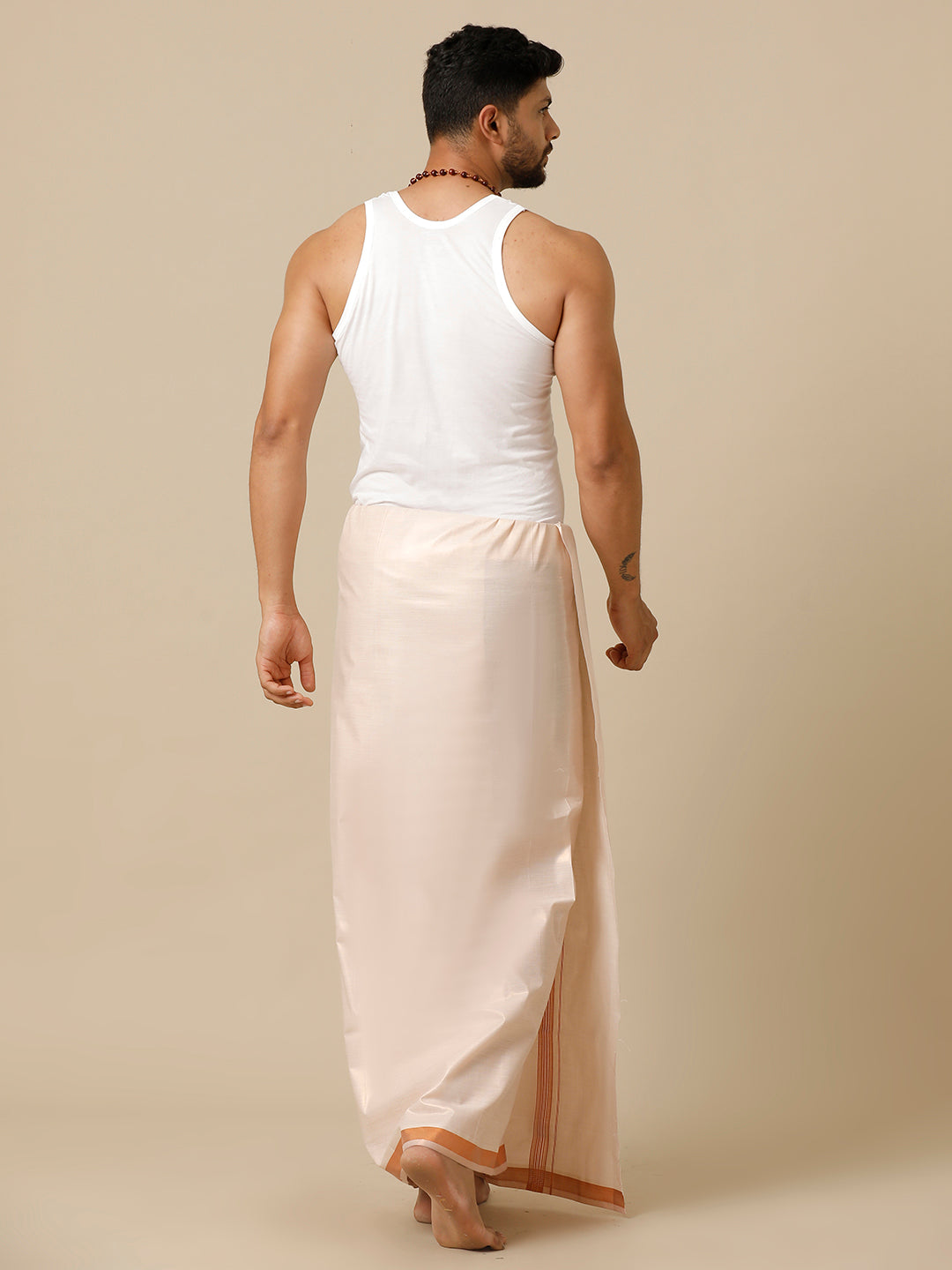 Men Tissue Single Layer Copper Dhoti with Jari Border Tissue Grand