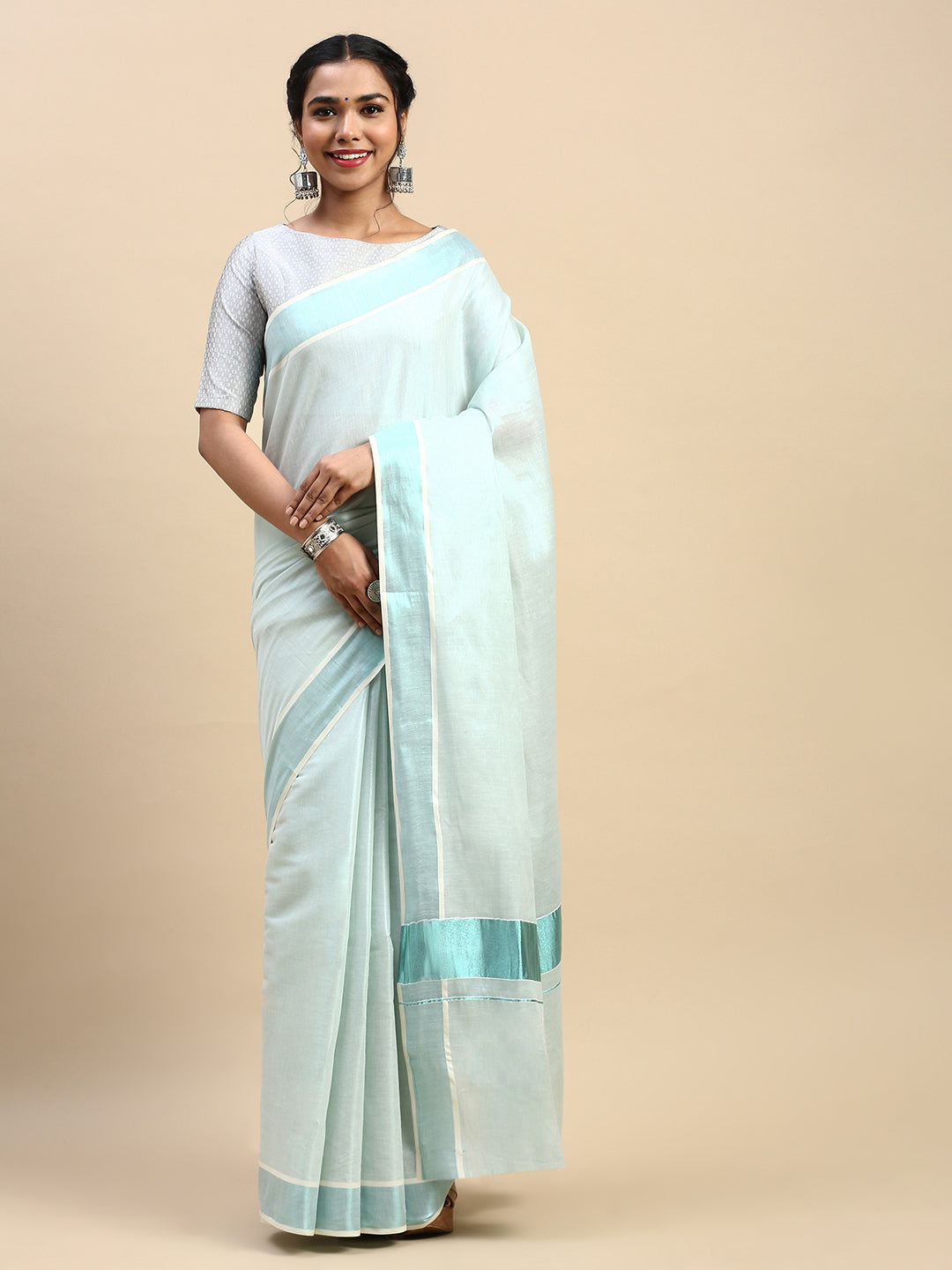Couple Combo Shirt & Dhoti Set with Saree Ramar Green KS217