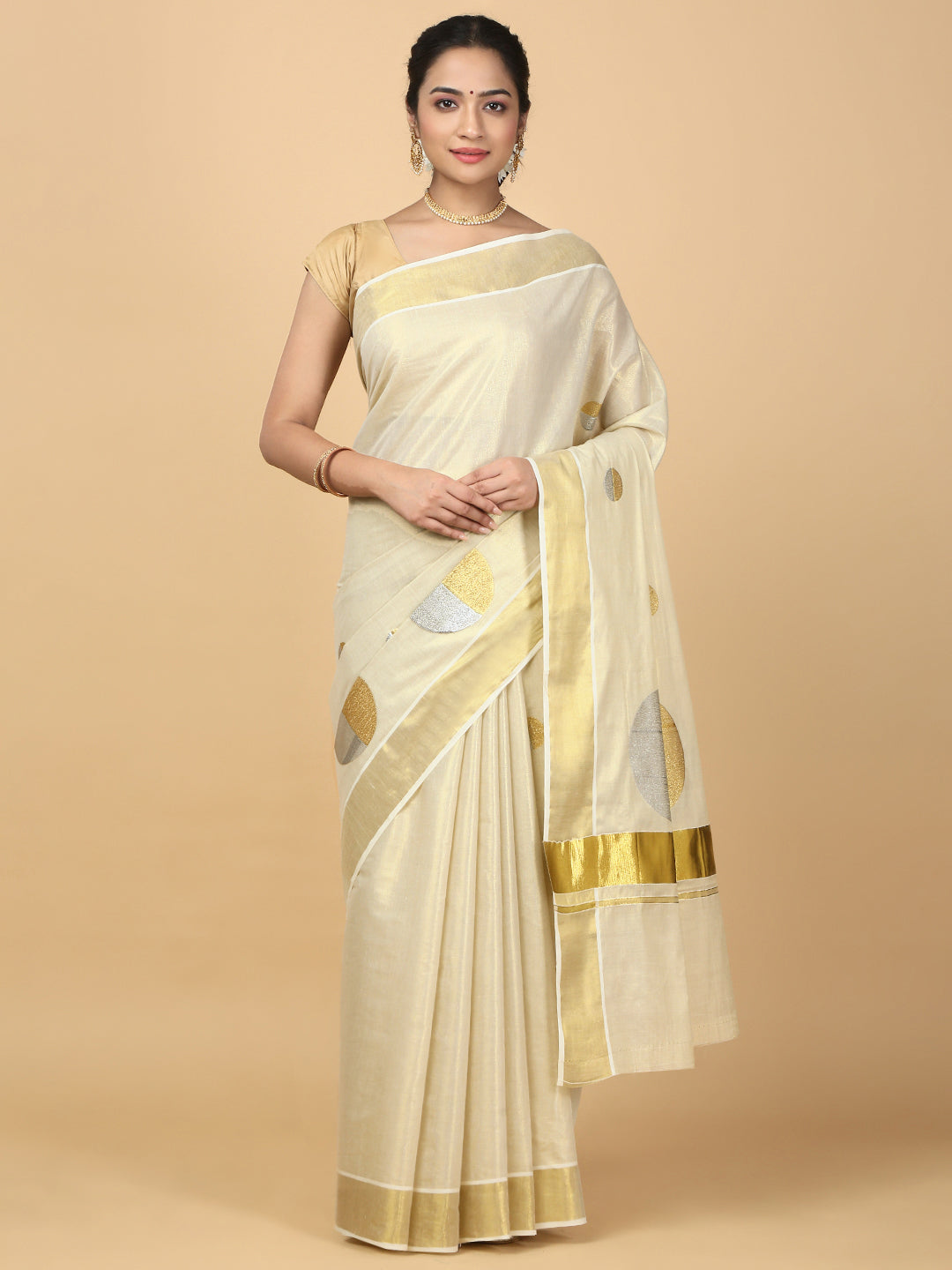 Women Kerala Tissue Gold Saree KS215
