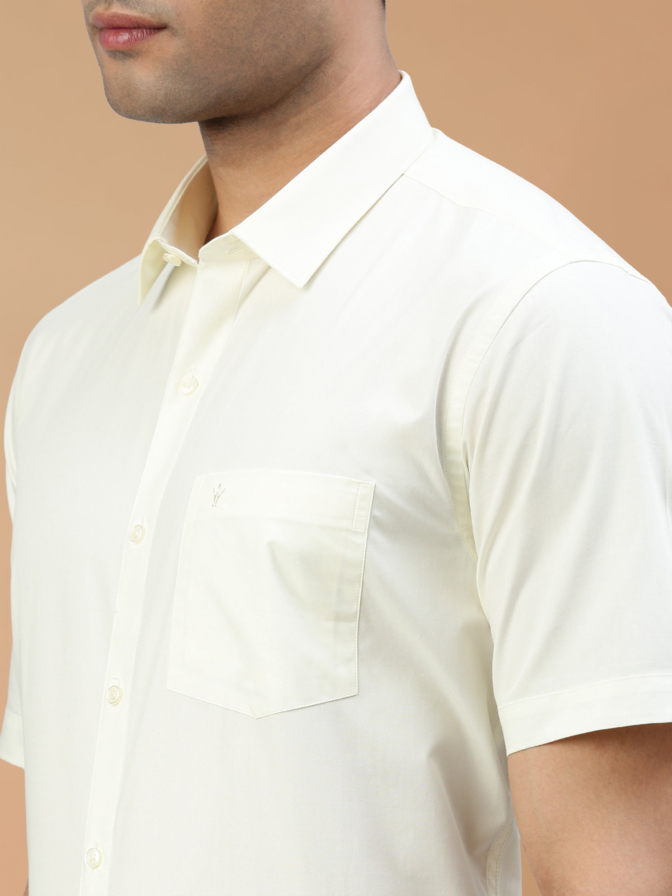 100% Cotton Cream Regular Fit Shirt Sammantham