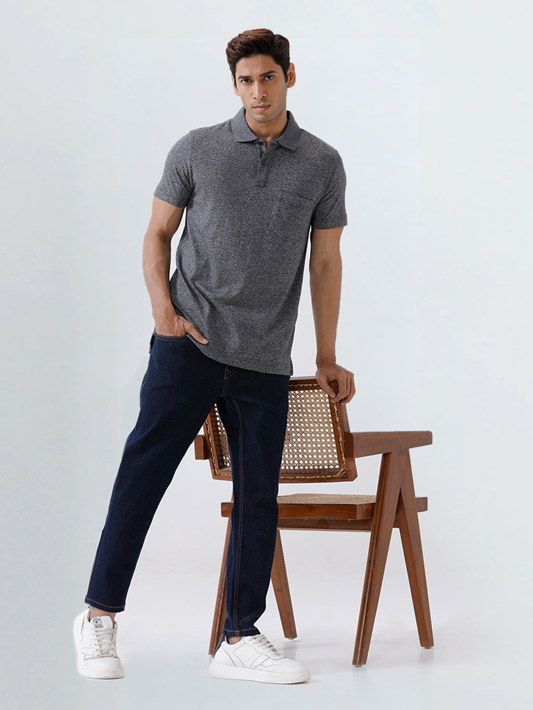 Men TENCEL™ Modal Fibers with Micro technology Polo T-Shirt Black Grindle EMP2