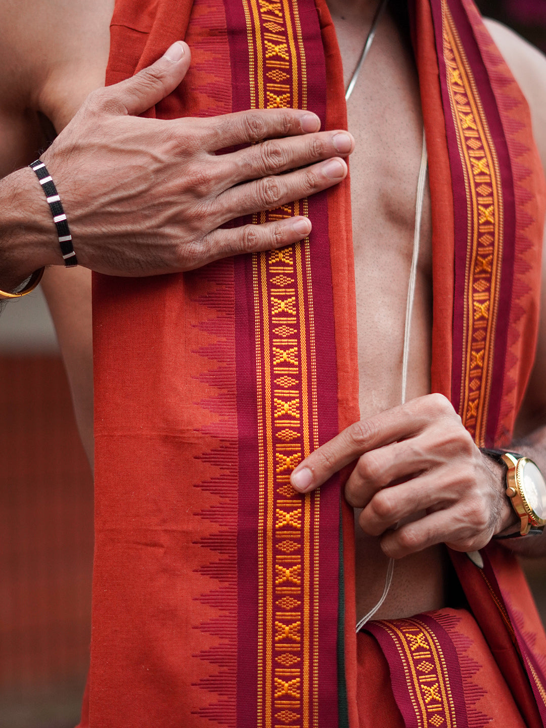 Men Panchakacham with Angavasthram Red (9+5) Shreeman Pet