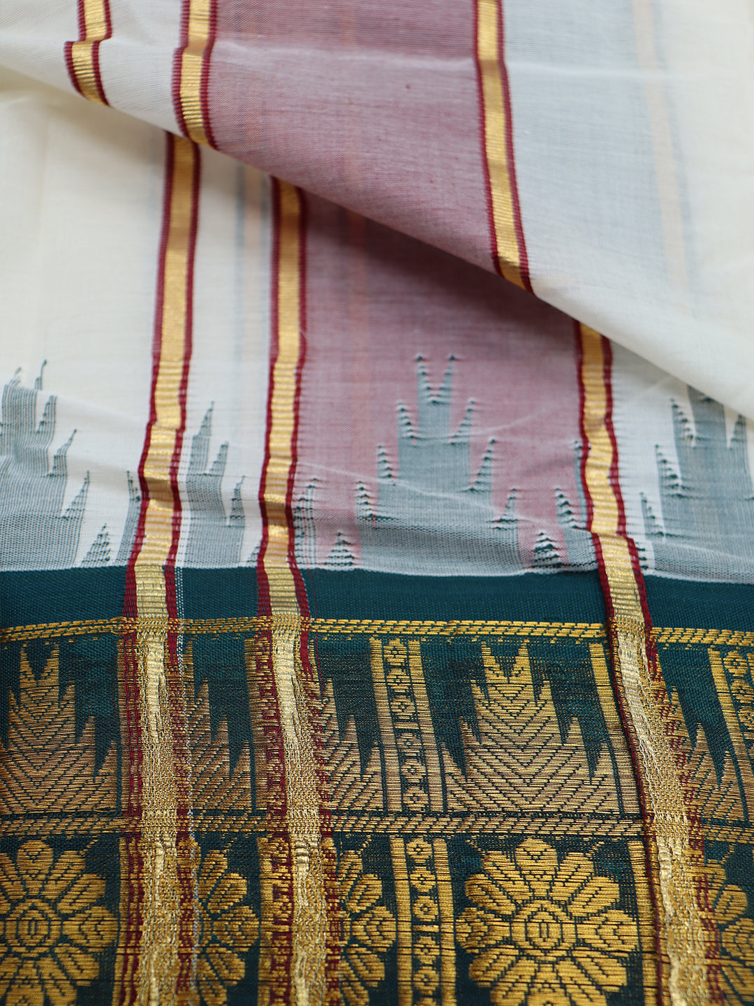 Men Kora Cotton Fancy Jari Border Panchakacham with Angavasthram (9+5) Seshachalam