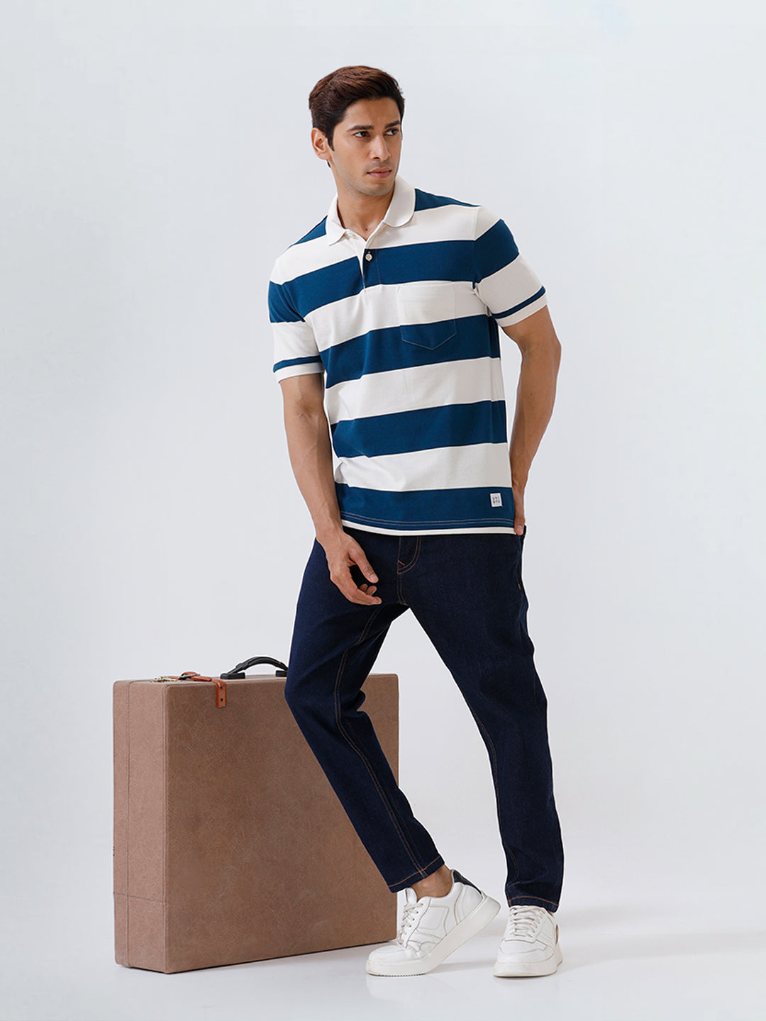 Men Smart Fit Exclusive Striped Polo T-Shirt Poseidon Blue ED1