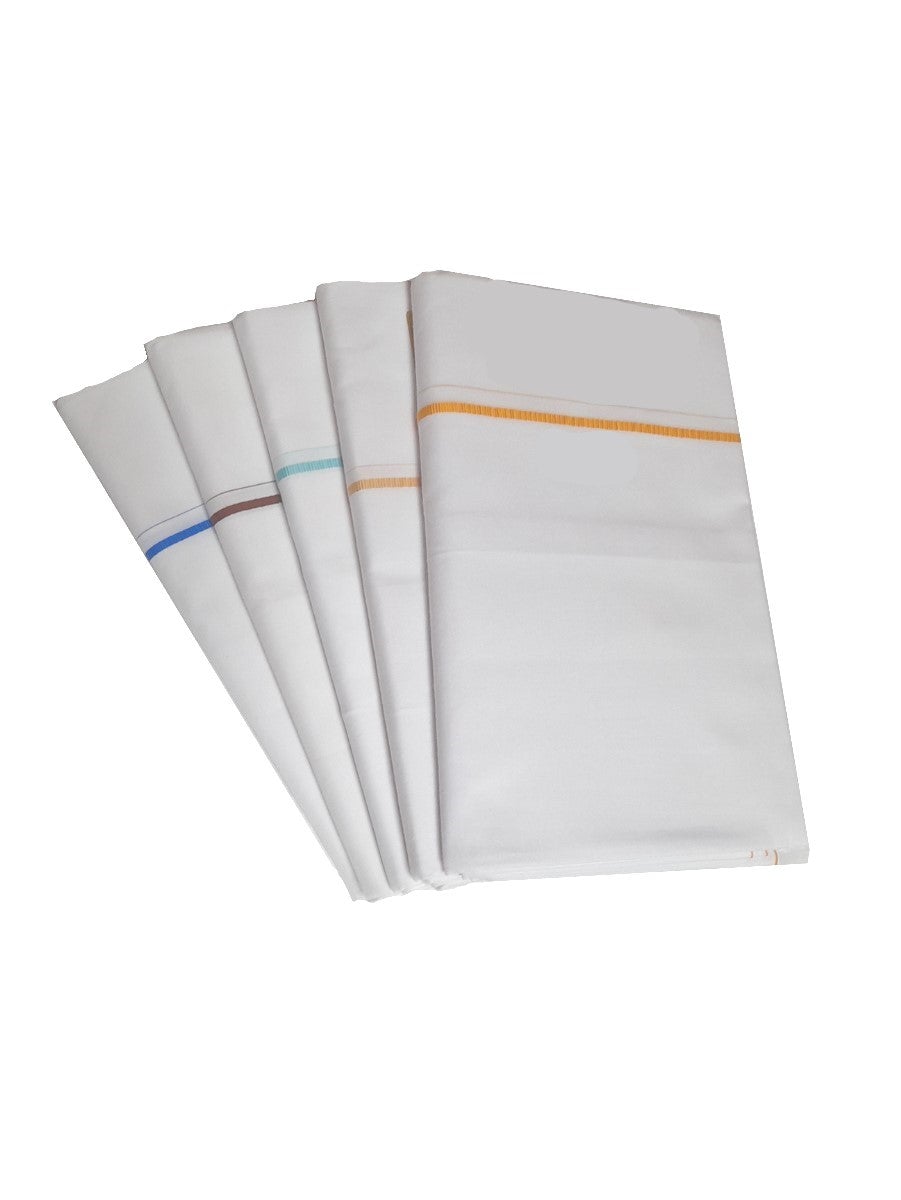 Mens White Dhoti with Small Border Rajaram (2 PCs Combo)-View two