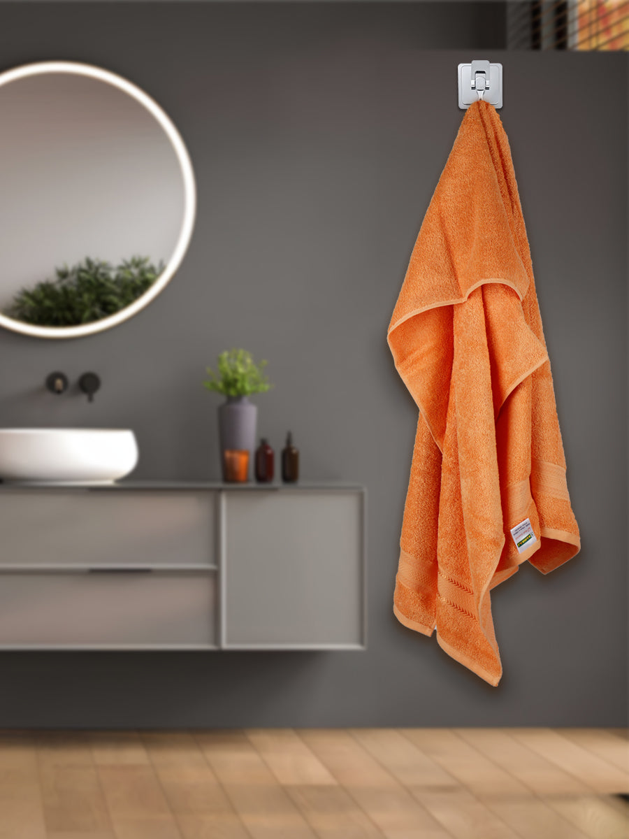 Highly Absorbent & Quick Dry Cotton Bamboo Terry Towel Set – Orange Hand, Face & Bath Towels (Pack of 3)