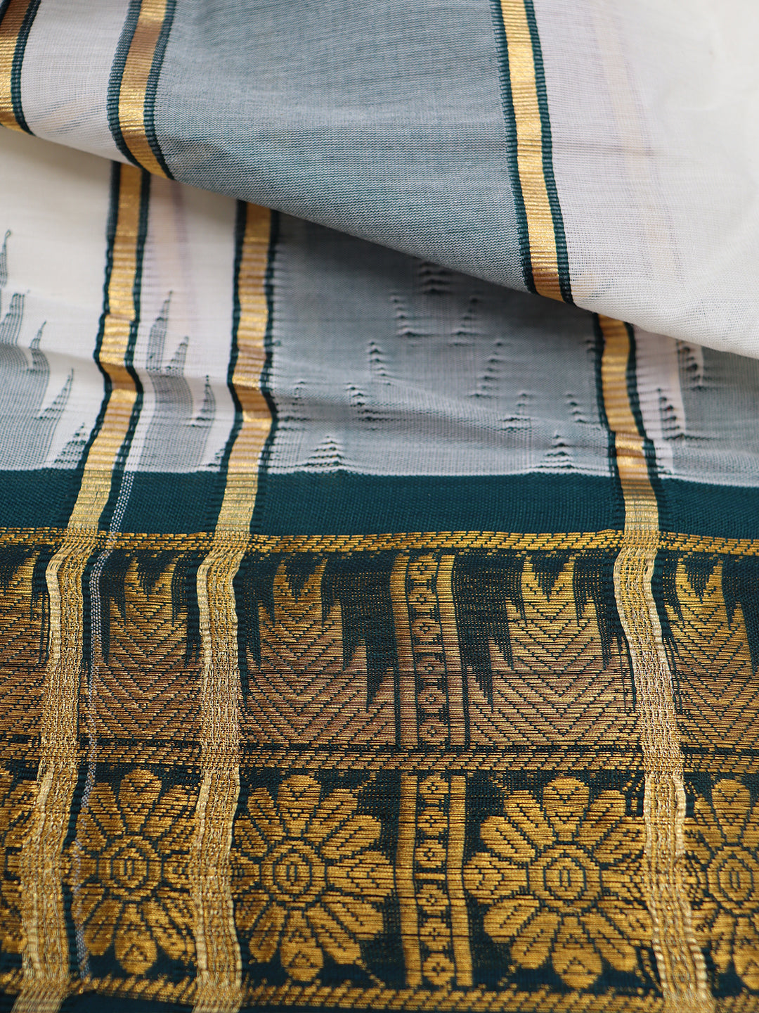 Men Kora Cotton Fancy Jari Border Panchakacham with Angavasthram (9+5) Seshachalam