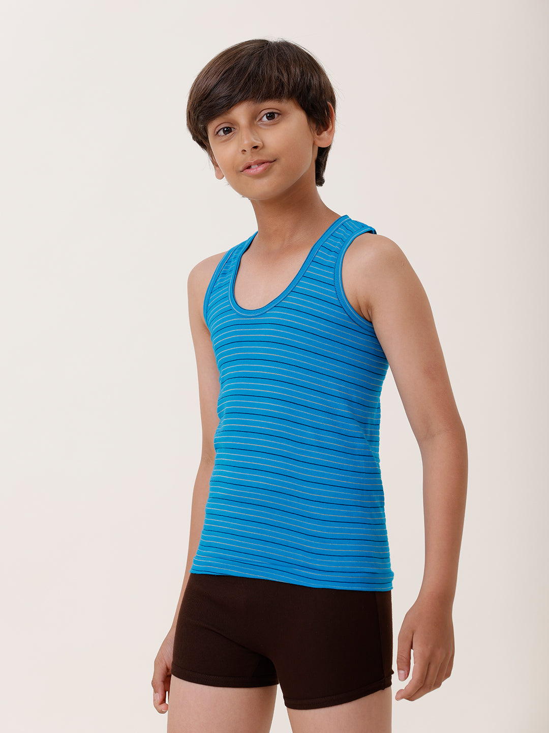 Boys Combed Cotton Assorted Colour Striped Vest (Pack of 4)