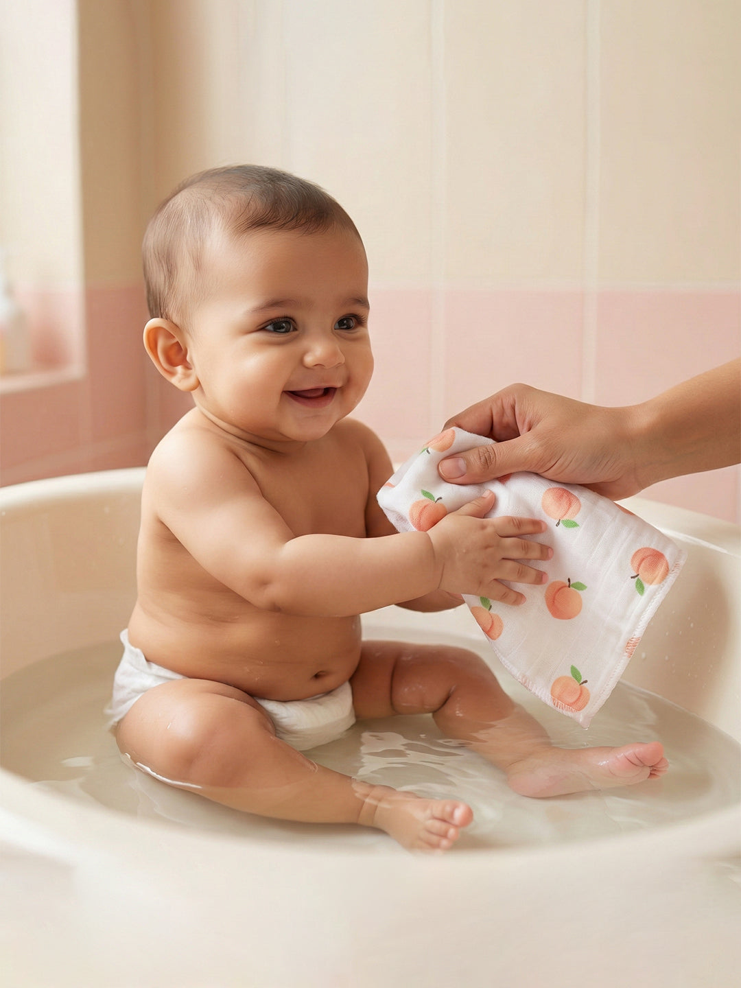 Born Baby Wash Cloth for Face & Body (Pack of 3) Soft, Absorbent Cotton | 0.35m x 0.35m