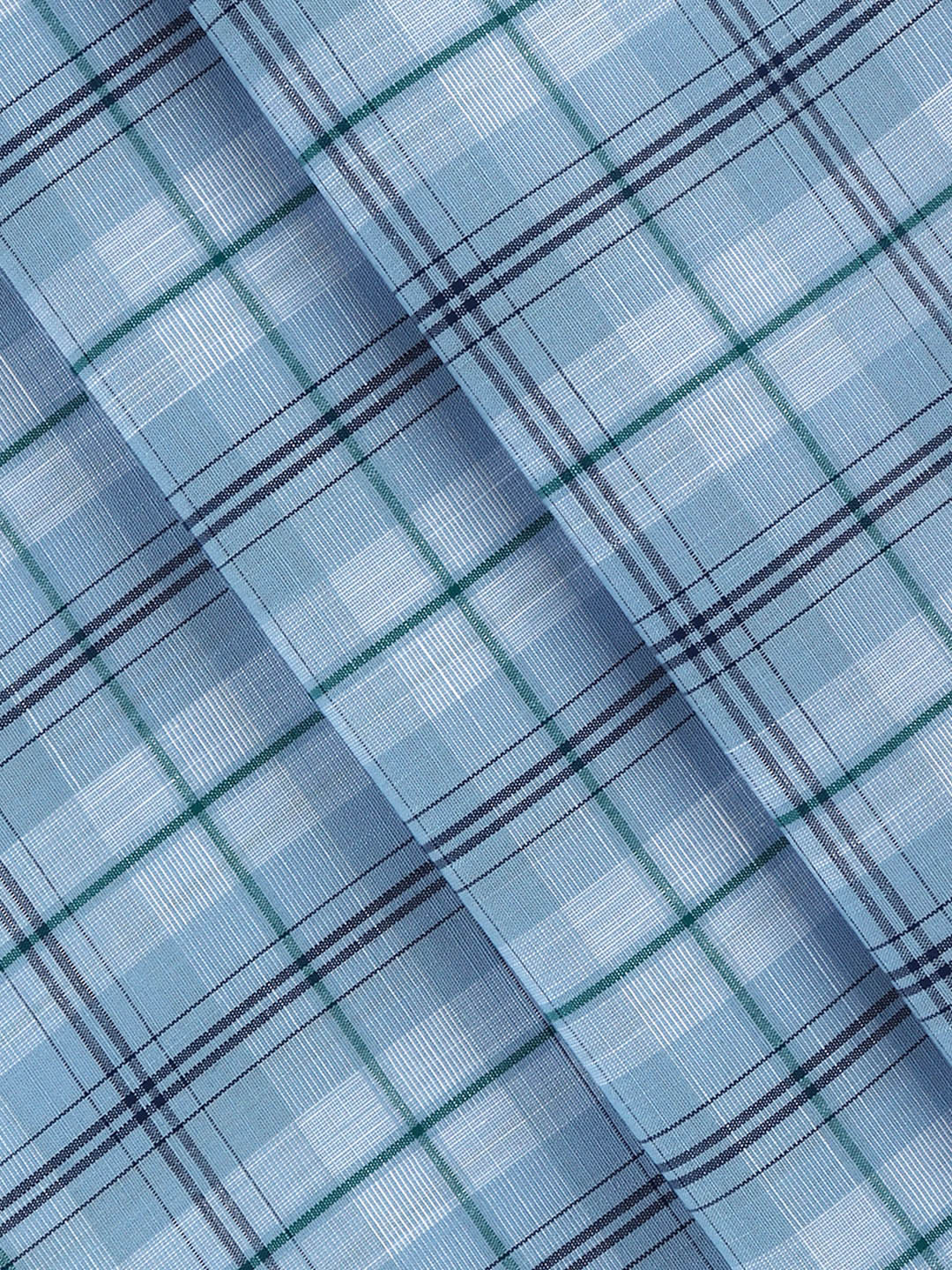 Men 100% Cotton Checked Blue Shirt Fabric Alberto