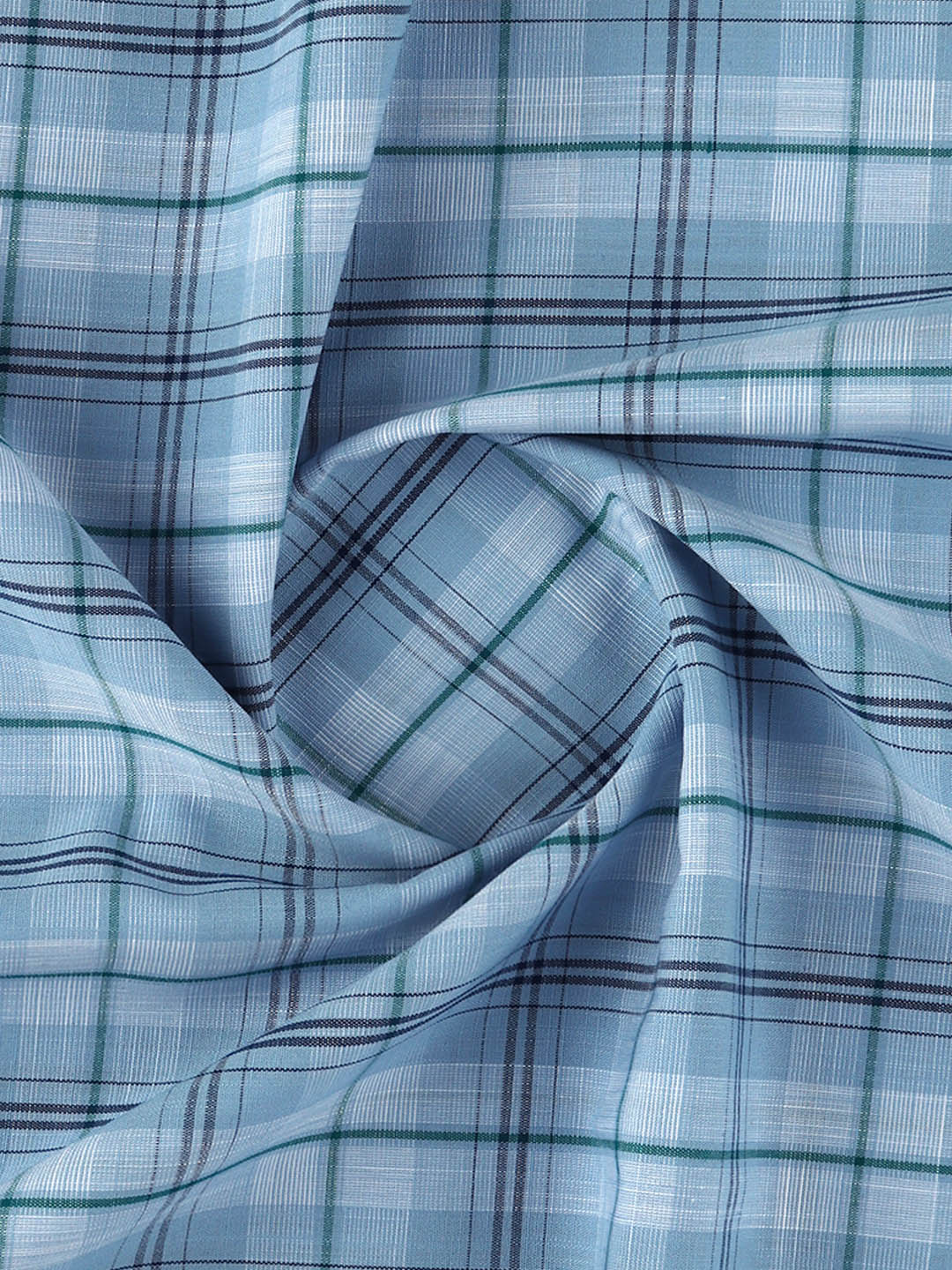 Men 100% Cotton Checked Blue Shirt Fabric Alberto