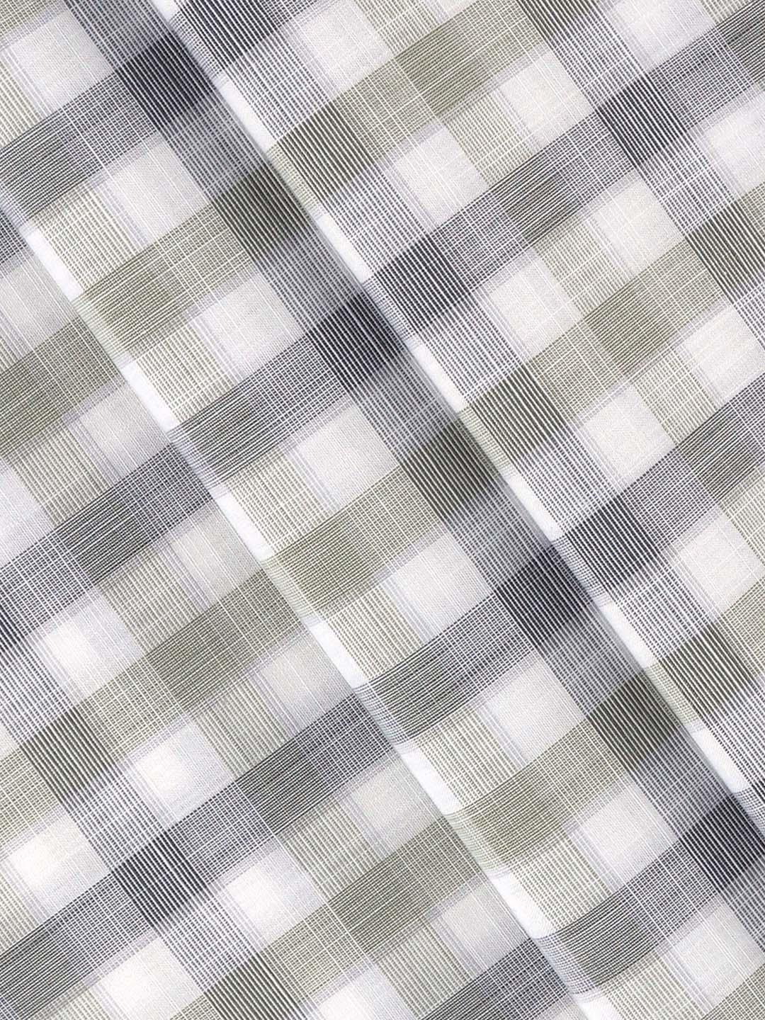 Men 100% Cotton Checked White with Green Shirt Fabric Alberto
