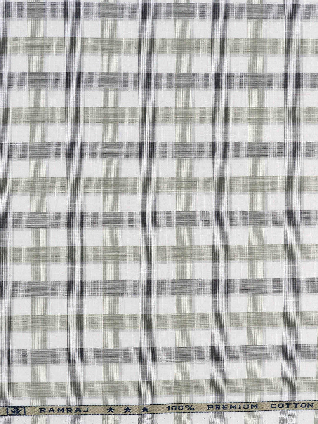 Men 100% Cotton Checked White with Green Shirt Fabric Alberto