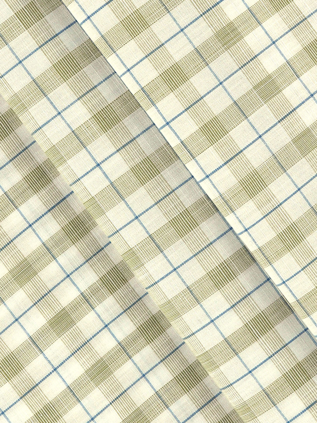 Men 100% Cotton Checked Green Shirt Fabric Alberto