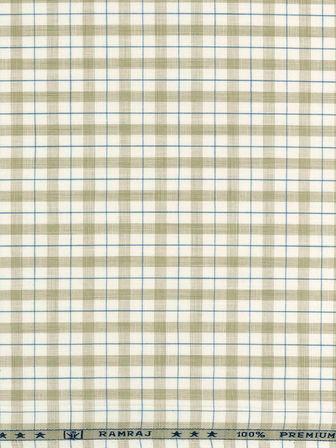 Men 100% Cotton Checked Green Shirt Fabric Alberto