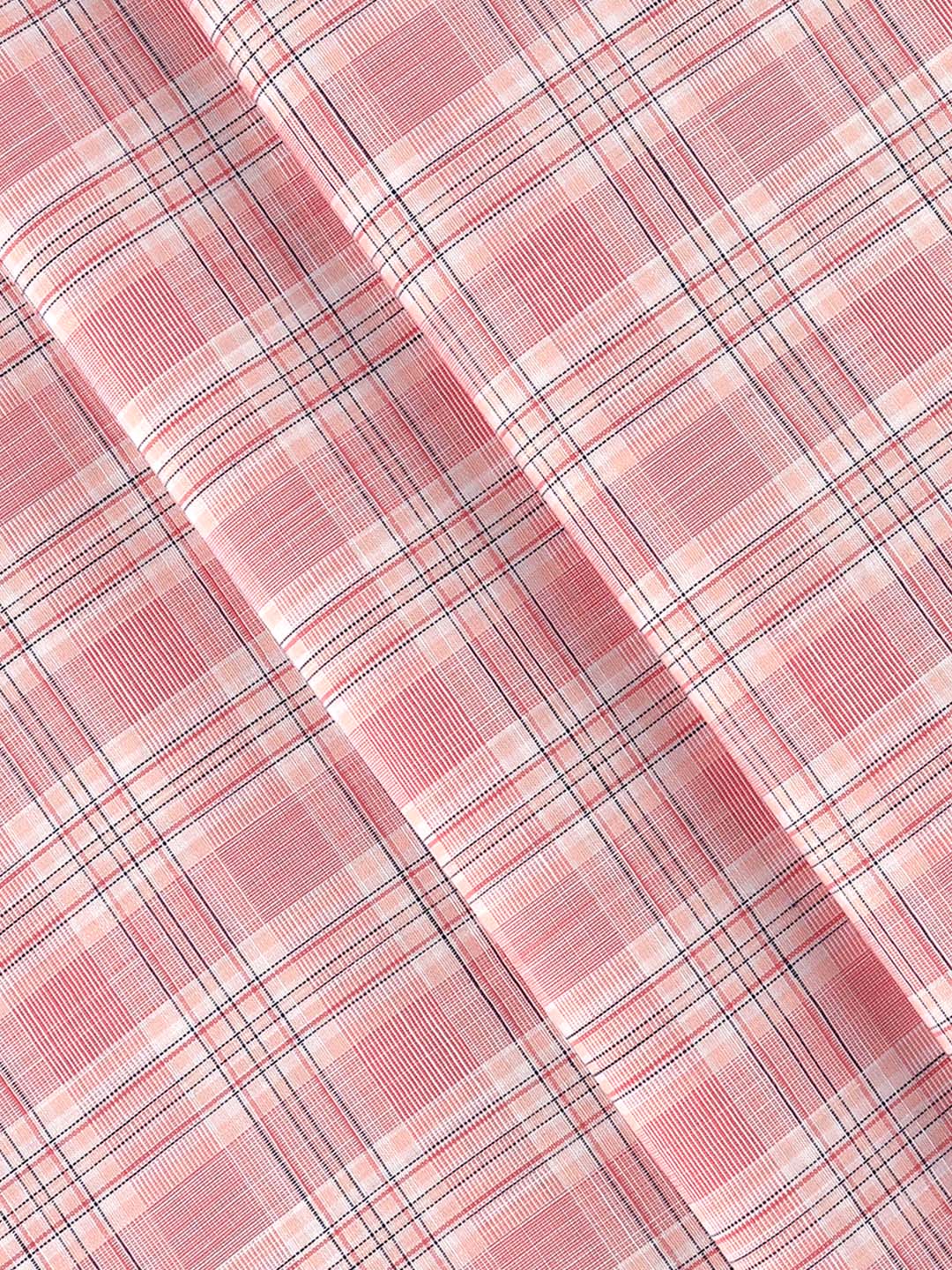 Men 100% Cotton Checked Pink Shirt Fabric Alberto