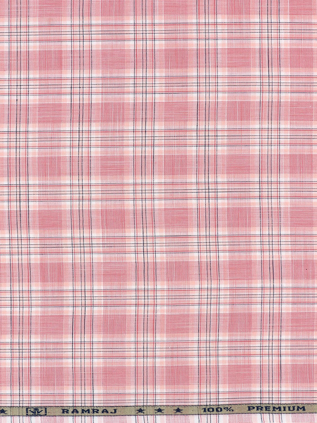 Men 100% Cotton Checked Pink Shirt Fabric Alberto