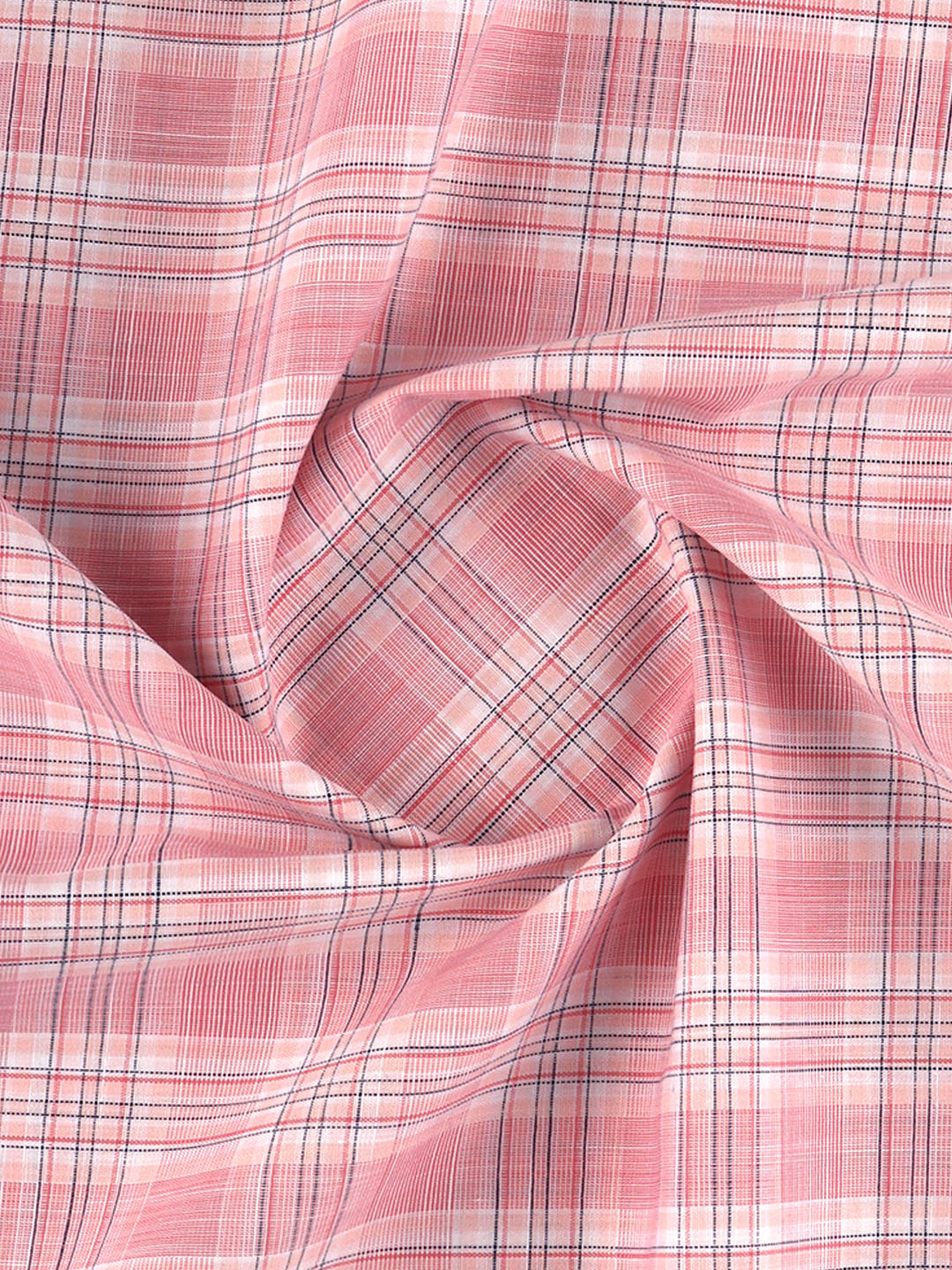 Men 100% Cotton Checked Pink Shirt Fabric Alberto