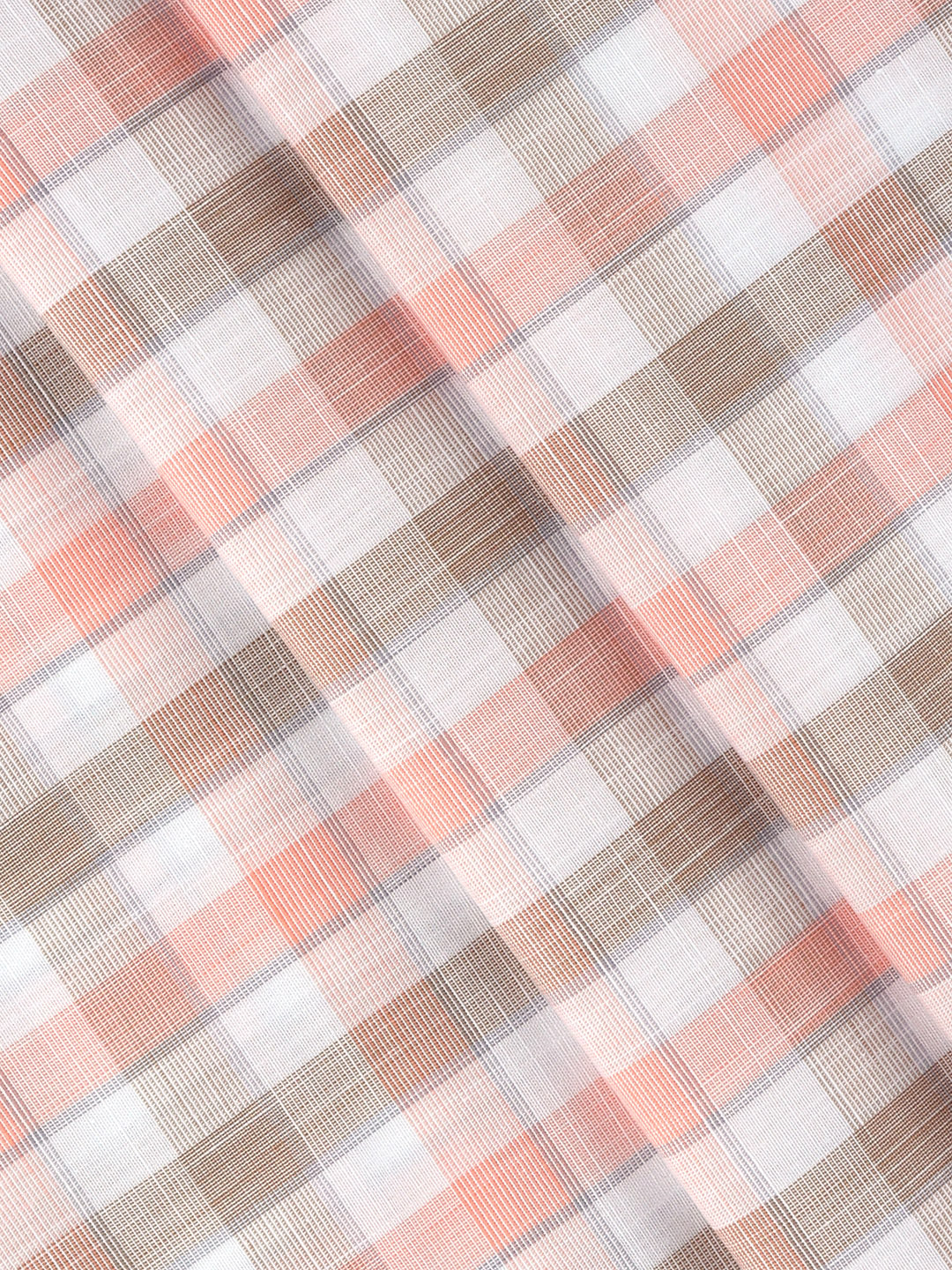 Men 100% Cotton Checked White with Pink Shirt Fabric Alberto