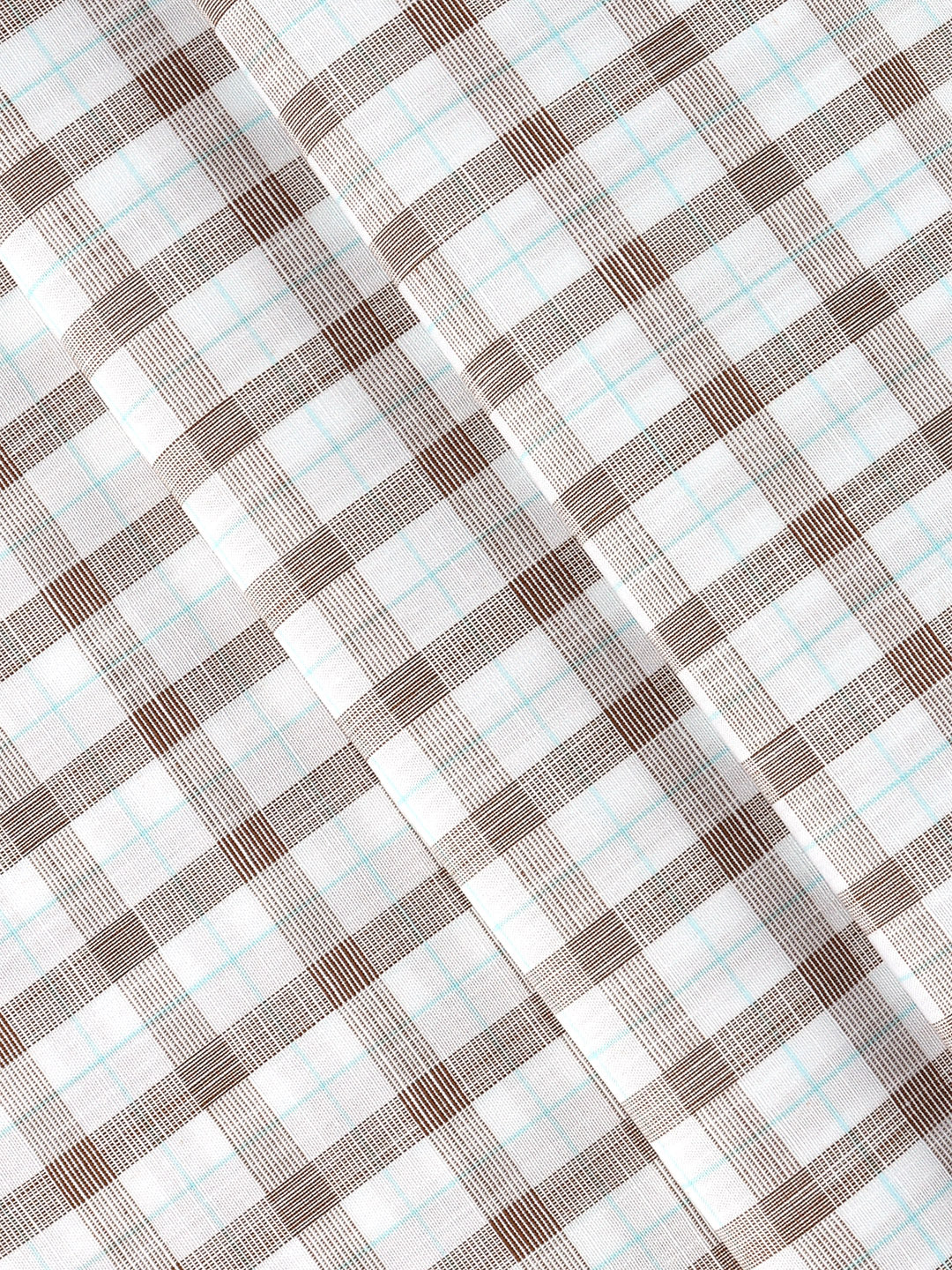 Men 100% Cotton Checked Brown Shirt Fabric Alberto