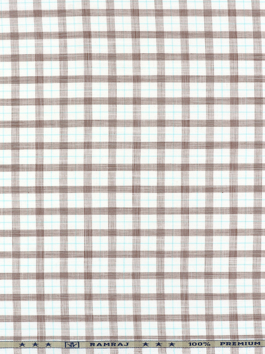 Men 100% Cotton Checked Brown Shirt Fabric Alberto