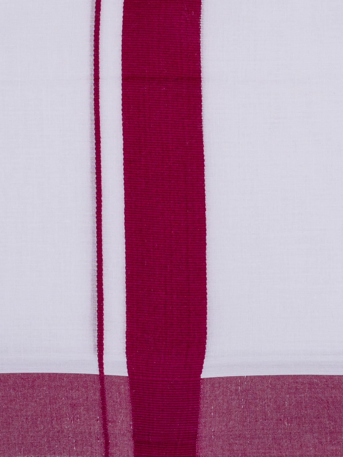 Double Layer 100% Cotton White Dhoti With Dark Pink Border - ADS02