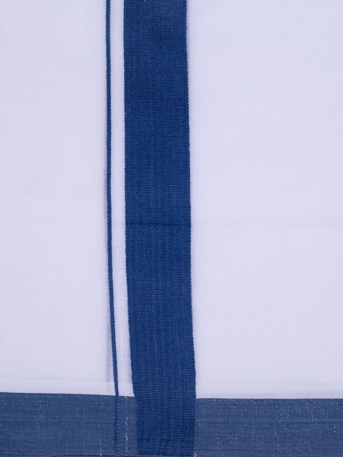 Double Layer 100% Cotton White Dhoti With Blue Border - ADS03