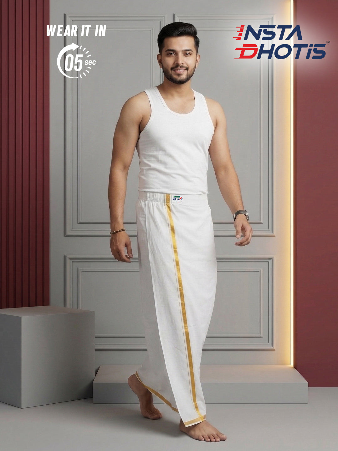 Ramraj Genxt Insta Dhoti for Men | Ready-to-Wear Dhoti in 5 Seconds
