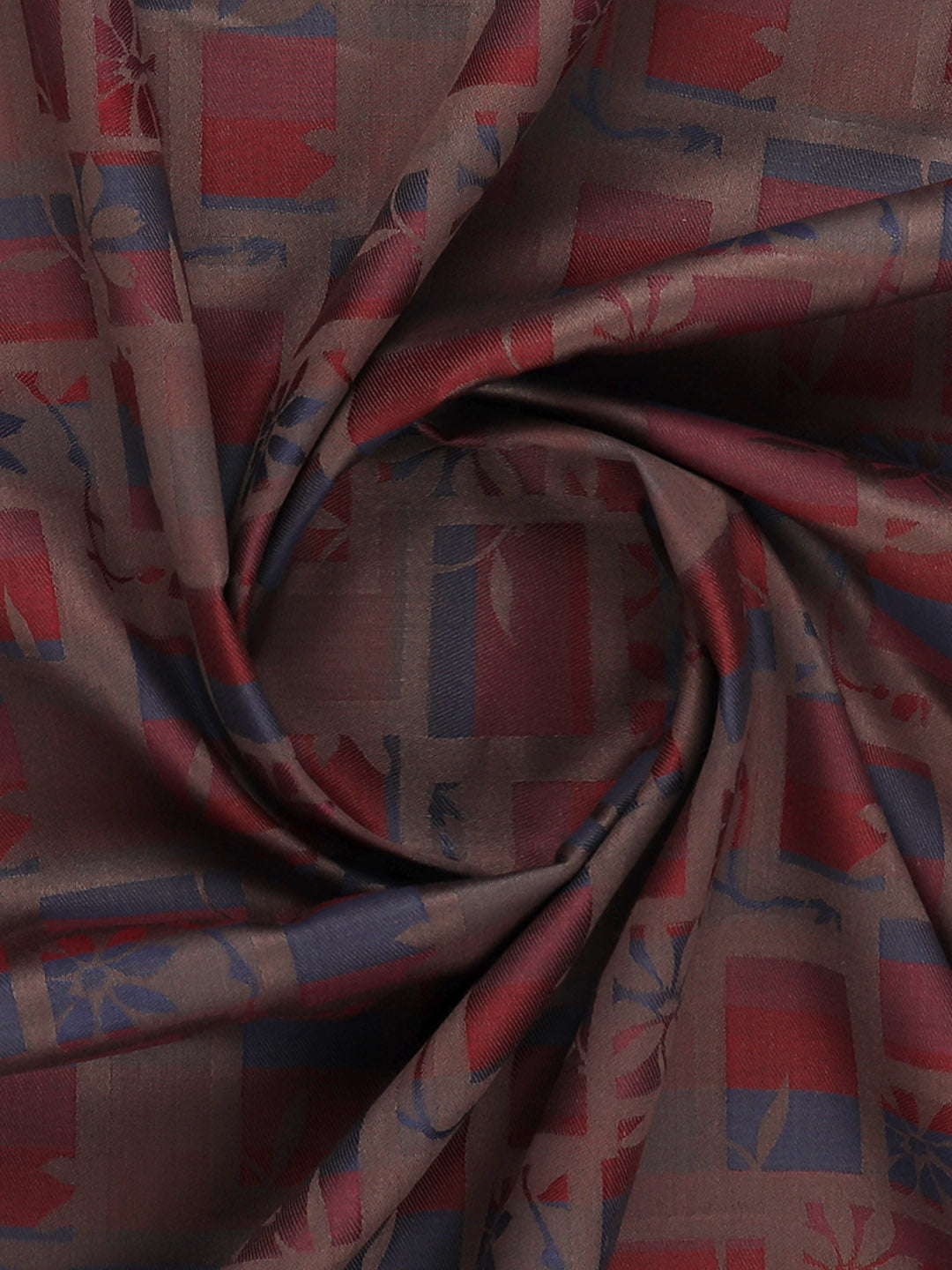 100% Cotton Printed Shirt Fabric Grey with Maroon Mario Jaquard