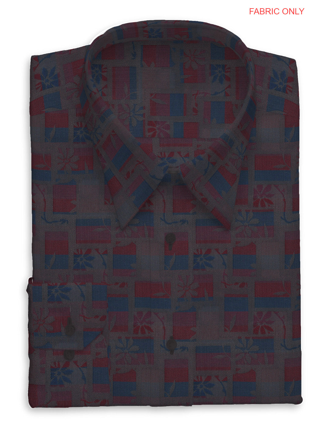 100% Cotton Printed Shirt Fabric Grey with Maroon Mario Jaquard