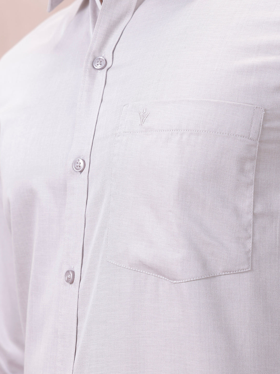 Men Cotton Rich Shirt LT Beige Grey T61 AKT5