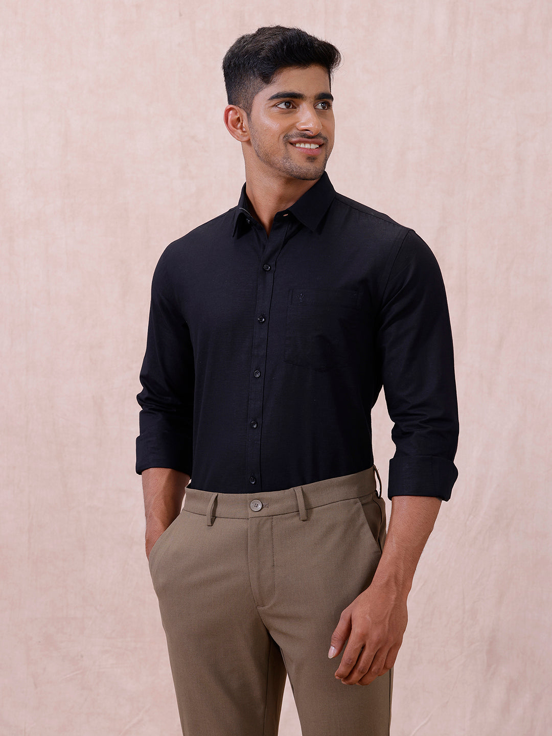 Men Cotton Rich Shirt Black T64 ANT10