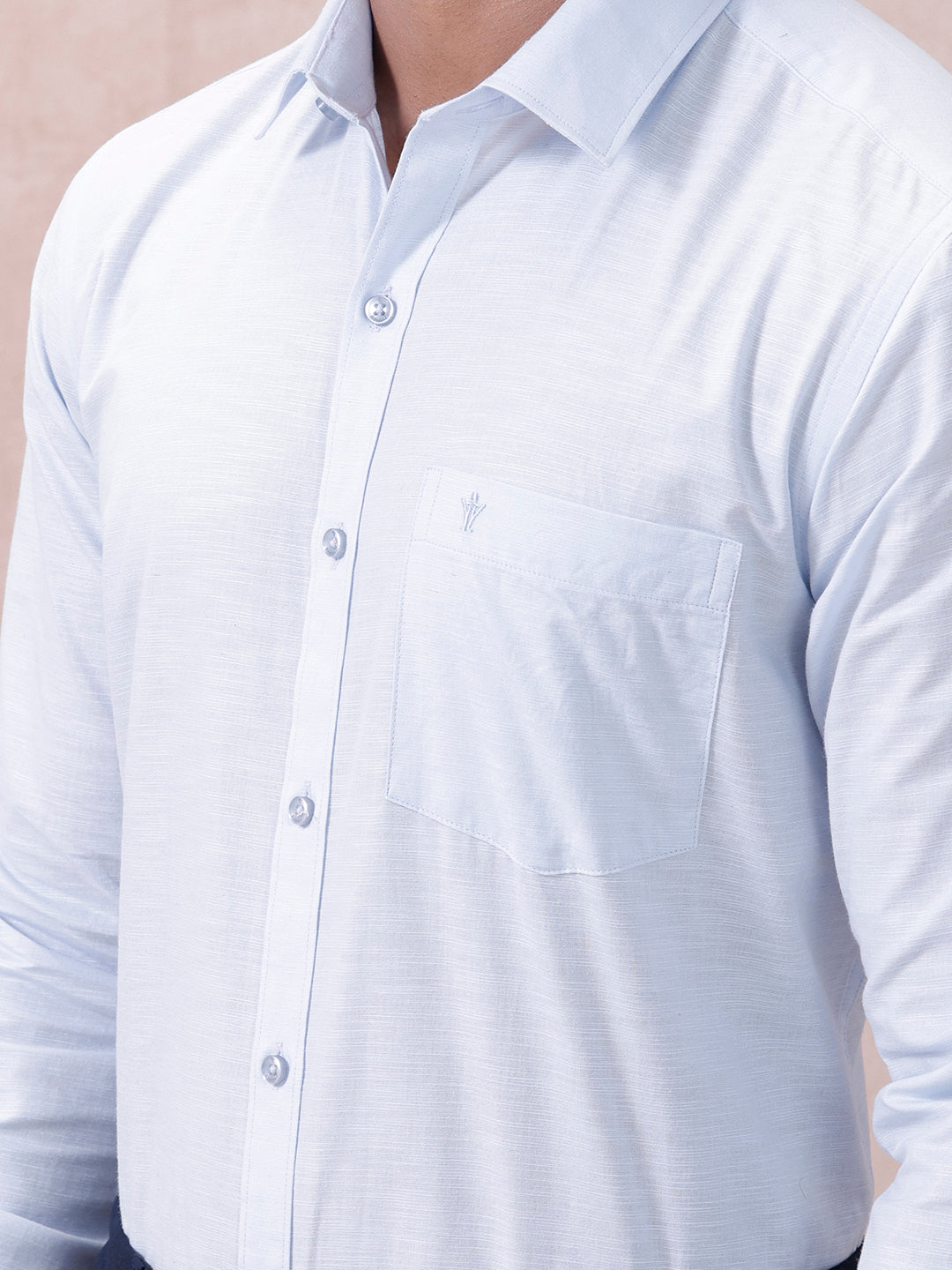 Men Cotton Rich Shirt Light Sky Blue T64 ANT1