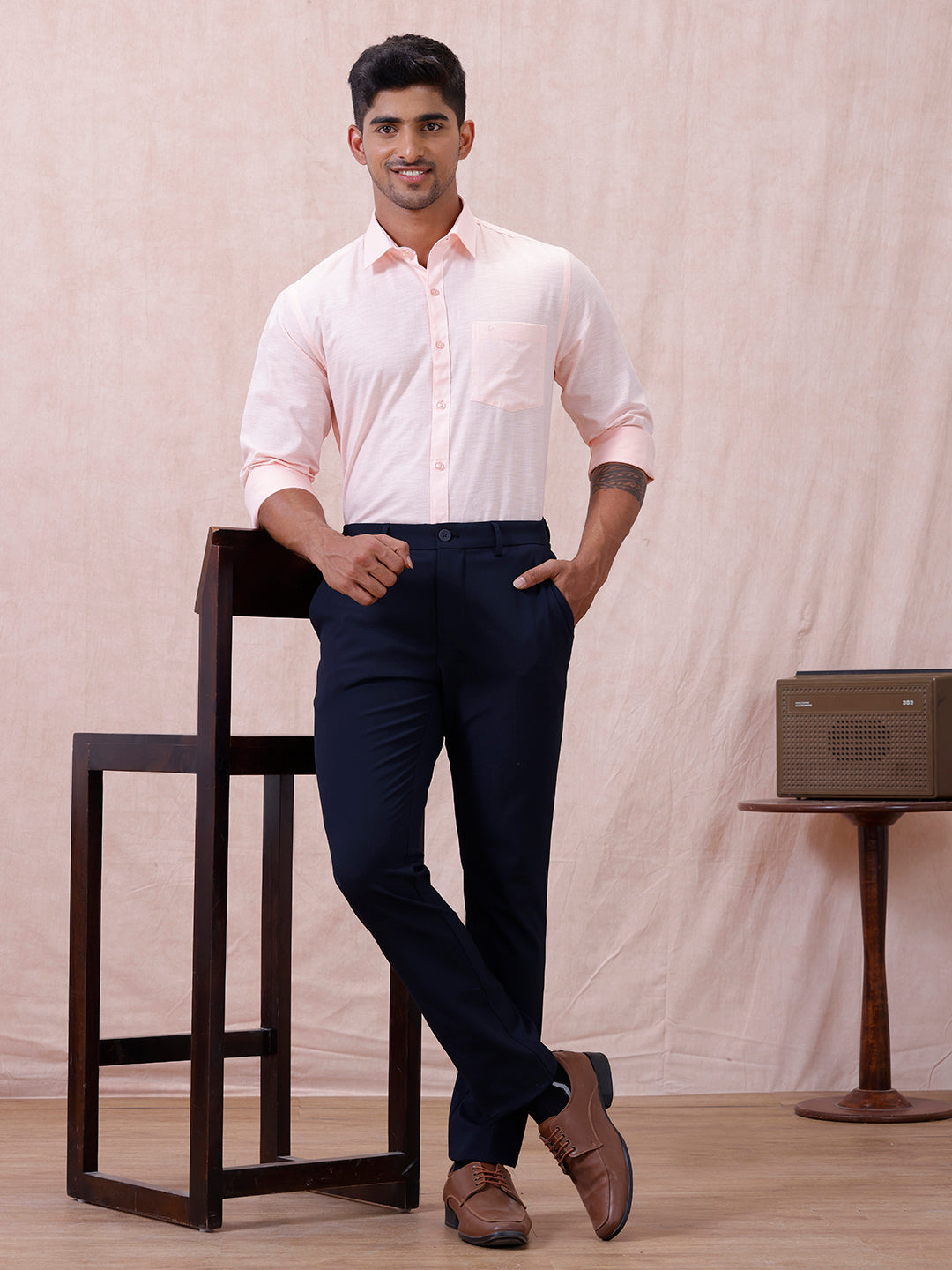 Men Cotton Rich Shirt LT Pinky Orange T64 ANT2