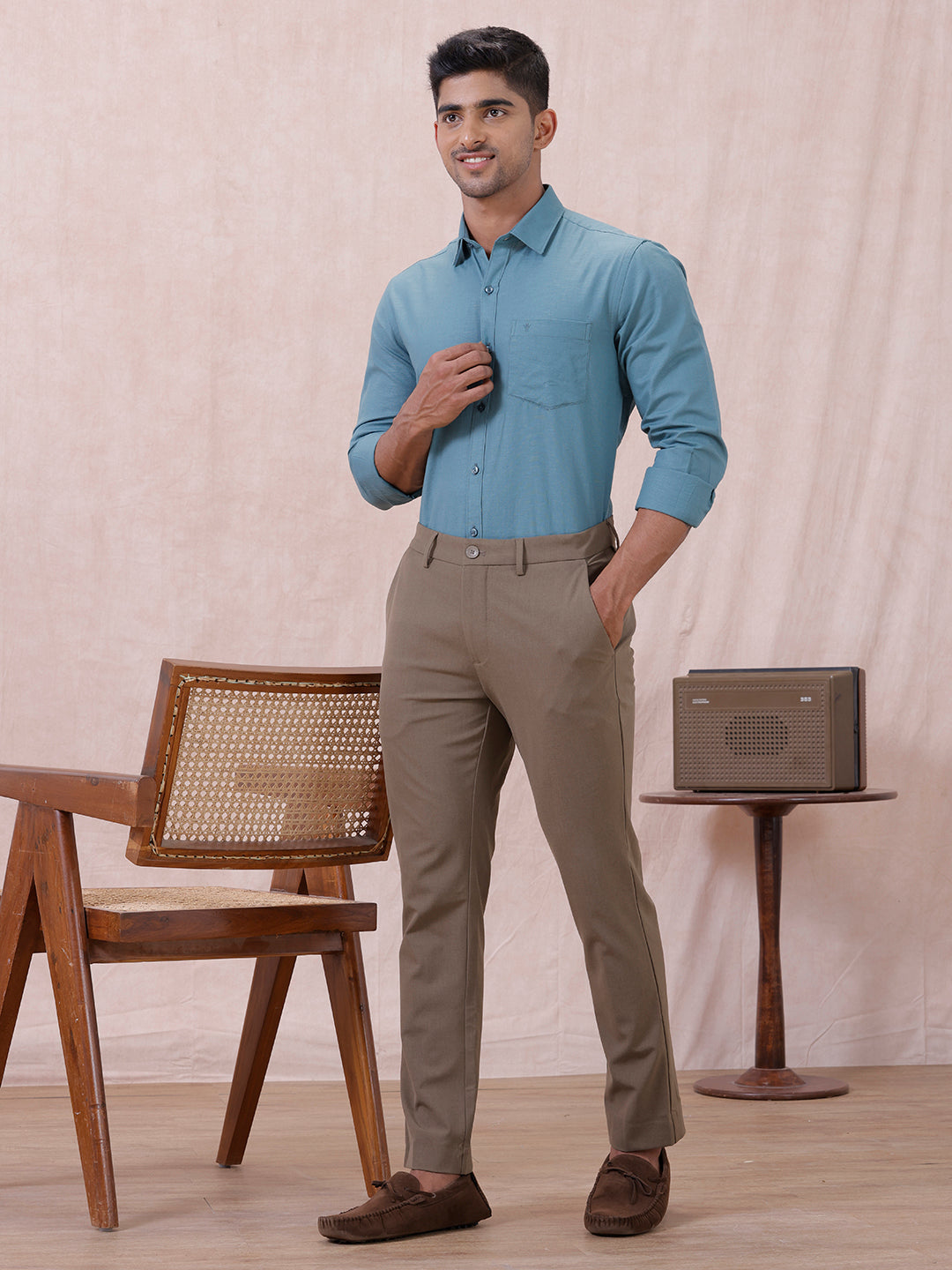 Men Cotton Rich Shirt DK Teal Green T64 ANT7