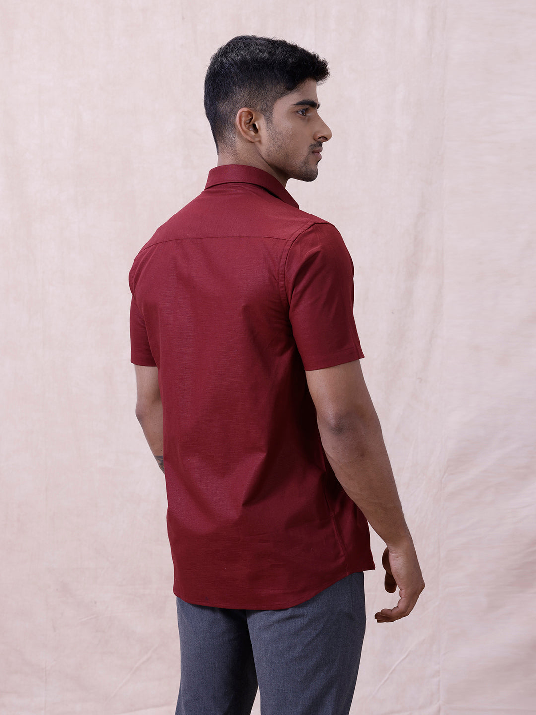 Men Cotton Rich Shirt DK Berry Red T64 ANT8