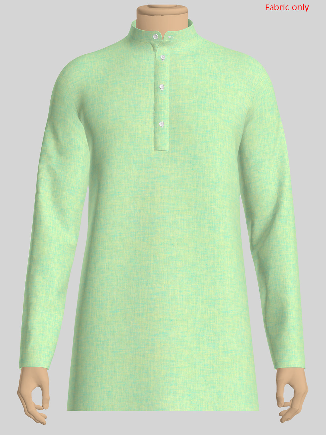 Men Cotton Blend Parrot Green Self Design Shirt and Kurta Fabric Lampus