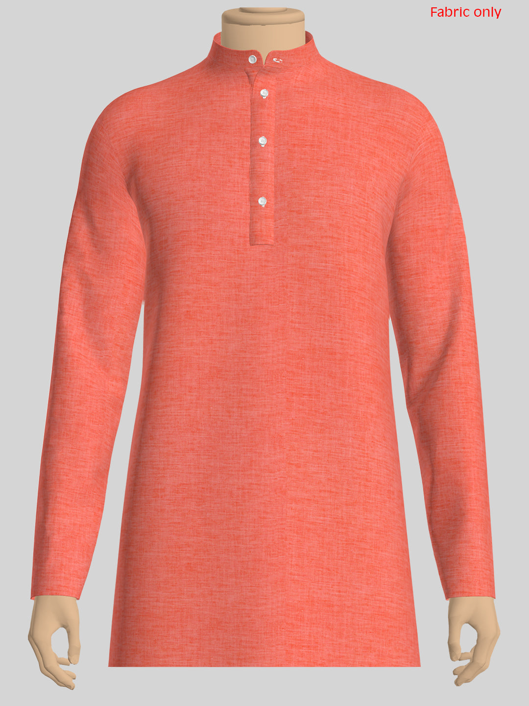 Boys Cotton Blend Pinkish Orange Self Design Shirt and Kurta Fabric Lampus