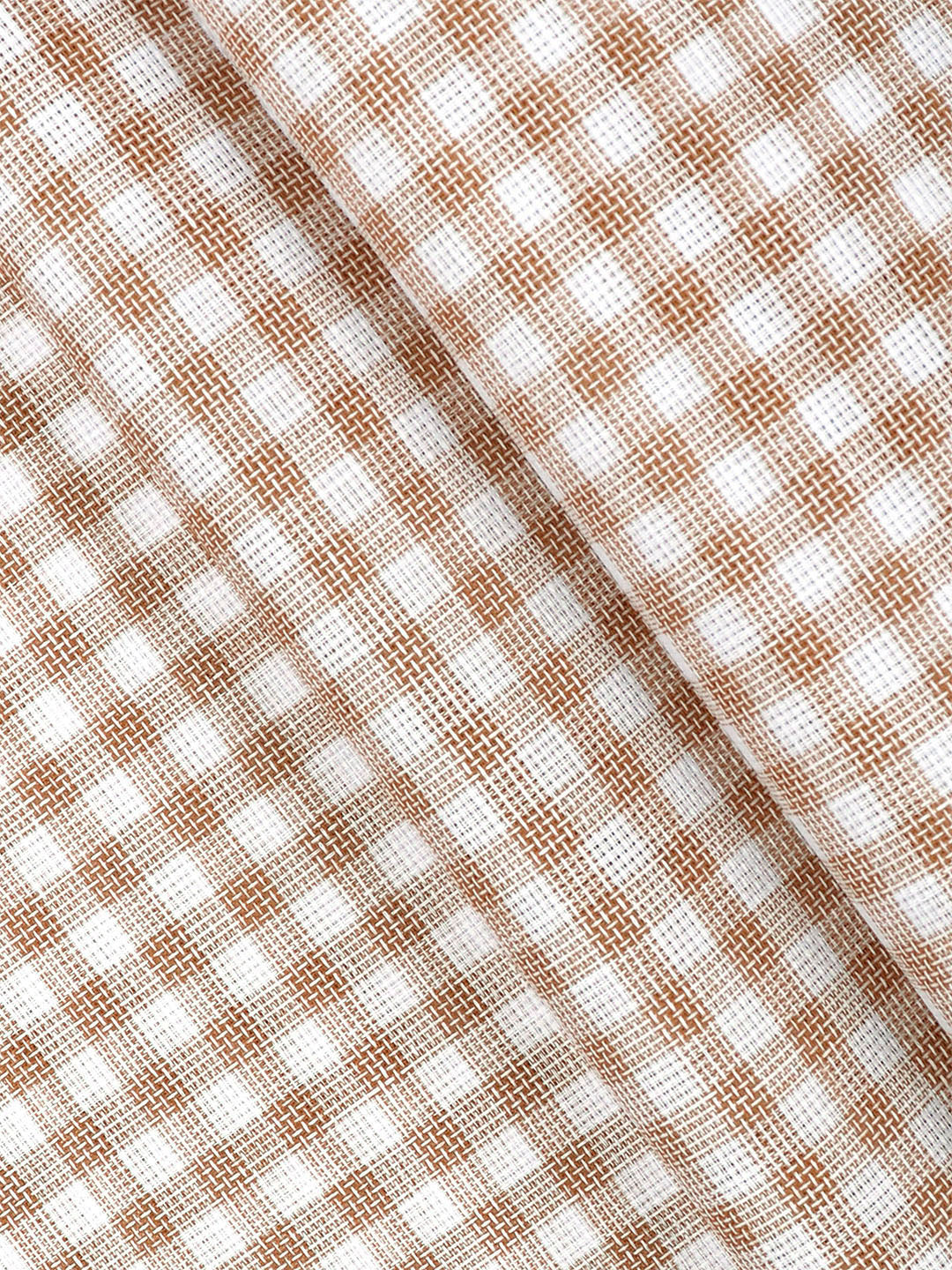 Mens Cotton Rich Checked Shirt Fabric Brown High Style