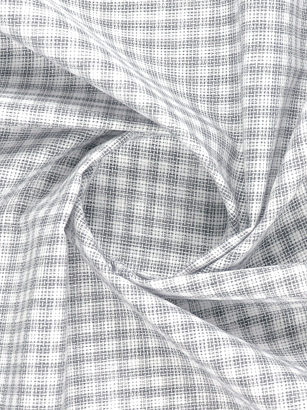 Cotton Rich Grey with White Checked Shirt Fabric High Style