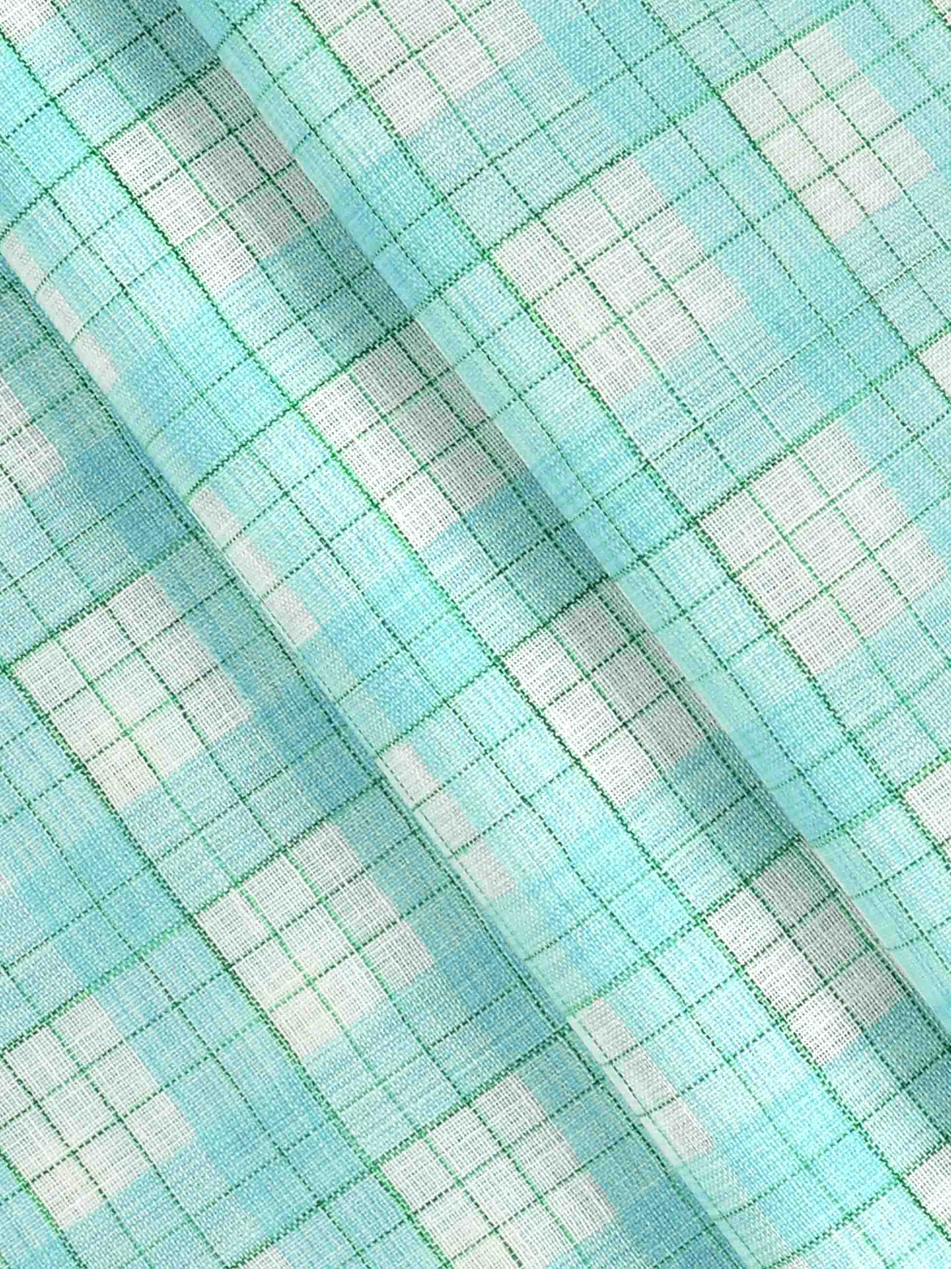 Cotton Colour Check Blue & White Shirting Fabric High Style-Pattern view