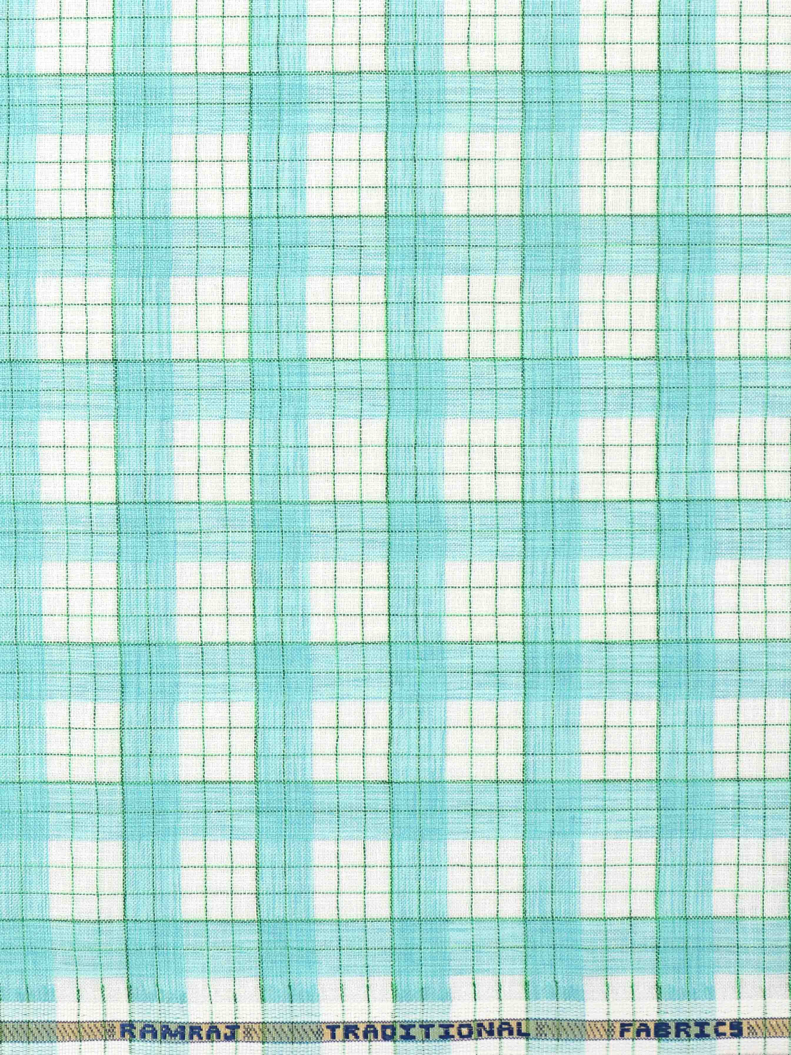 Cotton Colour Check Blue & White Shirting Fabric High Style-Zoom view